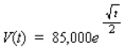 An investor purchased a piece of waterfront property. Because of the development of a marina in the vicinity, the market value of the property is expected to increase according to the rule   where V(t)  is measured in dollars and t is the time in years from the present. If the inflation rate is expected to be 9% compounded continuously for the next 8 years, what is P(t)  expected to be in 4 years? A)    B)    C)    D)    E)   