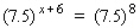 Solve the equation for x.   A)  x = 2 B)  x = 8 C)  x = 6 D)  x = 1