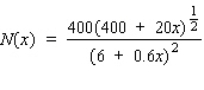 A sociologist has found that the number of serious crimes in a certain city each year is described by the function   where x (in cents/dollar deposited) is the level of reinvestment in the area in conventional mortgages by the city's ten largest banks. Use differentials to estimate the change in the number of crimes if the level of reinvestment changes from 27   /dollar deposited to 34   /dollar deposited. Round to the nearest integer. Decrease of __________ crimes/yr.