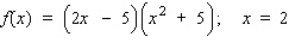 Find the derivative of the function and evaluate   at the given value of x.   A)    B)    C)    D)   