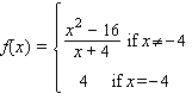 A function f is continuous at the point   if the following conditions are satisfied. 1.   is defined. 2)    exists. 3)    . Determine the values of x, if any, at which the function is discontinuous. At each point of discontinuity, state the condition(s)  for continuity that are violated.     A)    B)    C)    D)    E)  Continuous everywhere