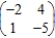 Find the optimal strategies, P and Q, for the row and column players, respectively. Also compute the expected payoff E of the matrix game and determine which player it favors, if any, if the row and column players use their optimal strategies. ​   ​ A)    ; favors column player B)    ; favors column player C)    ; favors column player D)    ; favors column player E)    ; favors column player