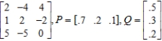 Find the expected payoff E of the game whose payoff matrix and strategies P and Q (for the row and column players, respectively) are given. Give your answer to two decimal places, if necessary. ​  