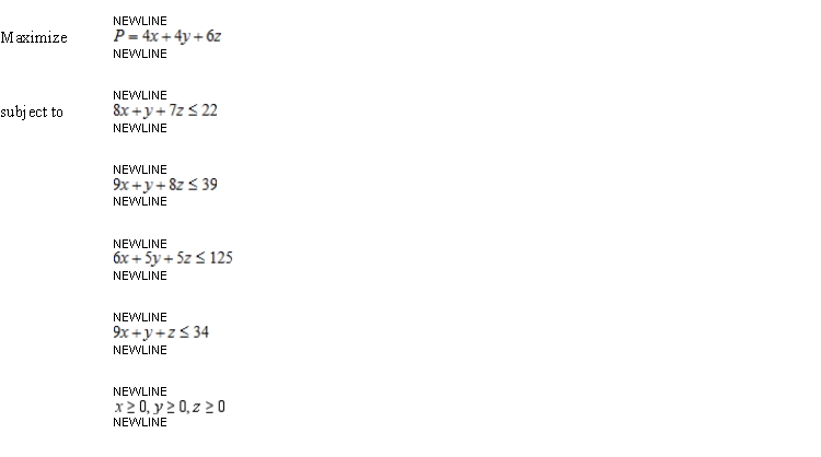 Solve the linear programming problem by the simplex method.      