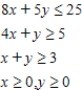 Determine graphically the solution set for the system of inequalities and indicate whether the solution set is bounded or unbounded. ​   ​ A)  bounded ​   ​ B)  bounded ​   ​ C)  bounded ​   ​