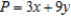 Solve the linear programming problem by the method of corners. Maximize   subject to           x = __________; y = __________; P = __________
