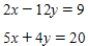 Solve the linear system of equations ​   ​ A)  Unique solution:   B)  Unique solution:   C)  Infinitely many solutions;   D)  No solution