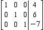 Given that the augmented matrix in row-reduced form is equivalent to the augmented matrix of a system of linear equations, determine whether the system has a solution and find the solution or solutions to the system, if they exist.   A)    B)    C)    D)    E)  The system is inconsistent