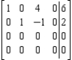 Given that the augmented matrix in row-reduced form is equivalent to the augmented matrix of a system of linear equations, determine whether the system has a solution and find the solution or solutions to the system, if they exist.  