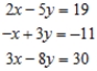 Solve the system of linear equations using the Gauss-Jordan elimination method. If there is no solution, answer none. ​  