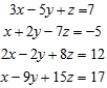 Solve the system of linear equations, using the Gauss-Jordan elimination method. If there is no solution, answer none. ​   ​   __________ ​   __________ ​   __________