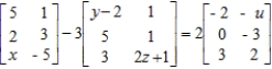 Solve for u, x, y, and z in the matrix equation.   A)    B)    C)    D)   