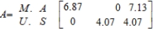The property damage claim frequencies per 100 cars in Massachusetts in the year 2000, 2001, 2002 were 6.87, 7.05, and 7.13, respectively. The corresponding claim frequencies in the United States were 4.1,   and 4.07 respectively. Express this information using a 2×3 matrix. A)    B)    C)    D)    E)   