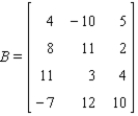 Identify the square matrix. What is its transpose?         Square matrix: __________ (A,B,C or D) Transpose: __________