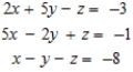 Writing a matrix equation that is equivalent to the given system of linear equations solve the system using the inverse matrix. ​   ​ A)    B)    C)    D)    E)  The system is inconsistent.