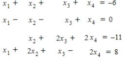 Writing a matrix equation that is equivalent to the given system of linear equations solve the system using the inverse matrix. ​   ​ A)    B)    C)    D)    E)  The system is inconsistent.