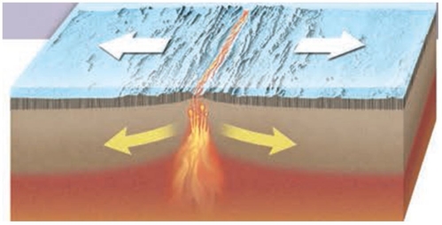 The figure below shows a ________ boundary.   A) convergent B) divergent C) hot spot D) transform