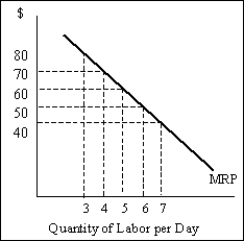 Exhibit 13-2   -Refer to Exhibit 13-2. If the marginal revenue product (MRP)  of one additional worker is $2 and the wage of that worker is $4, then A)  the firm is earning a profit from the additional worker equal to $2. B)  the sixth worker should be laid off. C)  more workers should be employed because the firm is earning a profit from the last worker employed. D)  the sixth worker should be employed, but no more workers should be employed. E)  more workers should be employed.