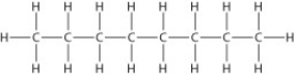 Below is the structure of octane, the major component of gasoline. What type(s)  of bond(s)  is(are)  found in a molecule of octane?   A)  only nonpolar covalent bonds B)  only polar covalent bonds C)  hydrogen bonds and polar covalent bonds D)  ionic bonds and nonpolar covalent bonds