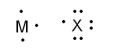 What is the formula when atoms of M and X (pictured below)  react to form a stable ionic compound?   A) MX<sub>3</sub> B) M<sub>3</sub>X C) MX D) MX<sub>5</sub>