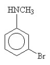 What is the name of this compound?   A)  1-methyl-5-bromoaniline B)  N-methyl-3-bromoaniline C)  N-methyl-p-bromoaniline D)  1-bromo-3-N-methylamine benzene E)  1-bromo-3-N-methyl aniline