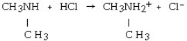 <strong>Which of the following represents the complete neutralization of N,N-dimethylamine?</strong> A)   B)   C)   D)   E)   <div style=padding-top: 35px> 