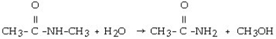 Which of the following is the reaction for the acid hydrolysis of N-methylacetamide? A)    B)    C)    D)    E)   