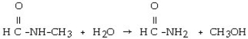 Which of the following is the reaction for the acid hydrolysis of N-methylacetamide? A)    B)    C)    D)    E)   