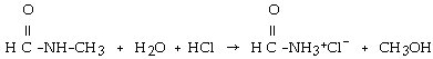 Which of the following is the reaction for the acid hydrolysis of N-methylacetamide? A)    B)    C)    D)    E)   