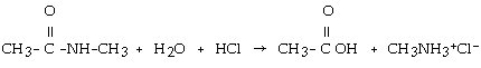Which of the following is the reaction for the acid hydrolysis of N-methylacetamide? A)    B)    C)    D)    E)   