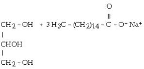 <strong>Palmitic acid is a 16 carbon acid. In a balanced equation, the products of the saponification of glyceryl tripalmitate (tripalmitin) are</strong> A)   B)   C)   D)   E)   <div style=padding-top: 35px> 