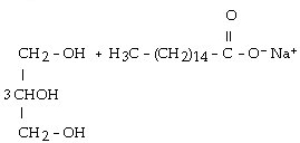 <strong>Palmitic acid is a 16 carbon acid. In a balanced equation, the products of the saponification of glyceryl tripalmitate (tripalmitin) are</strong> A)   B)   C)   D)   E)   <div style=padding-top: 35px> 