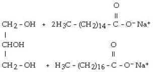 <strong>Palmitic acid is a 16 carbon acid. In a balanced equation, the products of the saponification of glyceryl tripalmitate (tripalmitin) are</strong> A)   B)   C)   D)   E)   <div style=padding-top: 35px> 