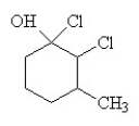 The condensed structural formula for 2,3-dichloro-4-methylcyclohexanol is A)    B)    C)    D)    E)   