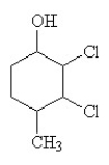 The condensed structural formula for 2,3-dichloro-4-methylcyclohexanol is A)    B)    C)    D)    E)   