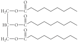 Choose the saturated triacylglycerol from the compounds below. A)    B)    C)    D)    E)   