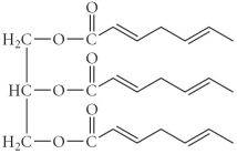 Choose the saturated triacylglycerol from the compounds below. A)    B)    C)    D)    E)   