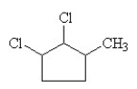What is the IUPAC name for the following?   A) 1,2-dichloro-3-methylpentane B) 1,2-dichloro-3-methylcyclopentane C) 1-methyl-2,3-dichlorocyclopentane D) 3-methyl-1,2-dichlorocyclopentane E) 1,2-dichloro-3-methylcyclobutane