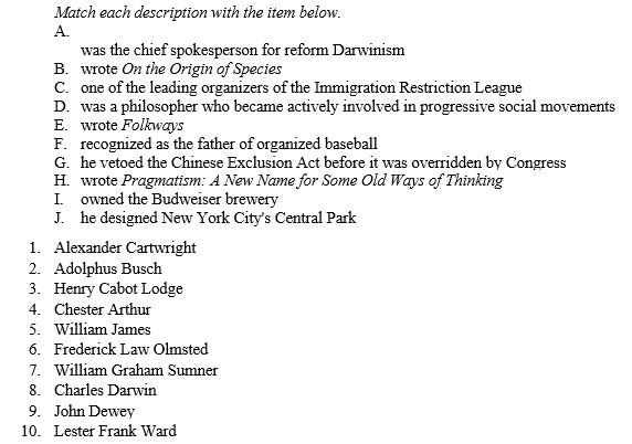 MATCHING Match each description with the item below.