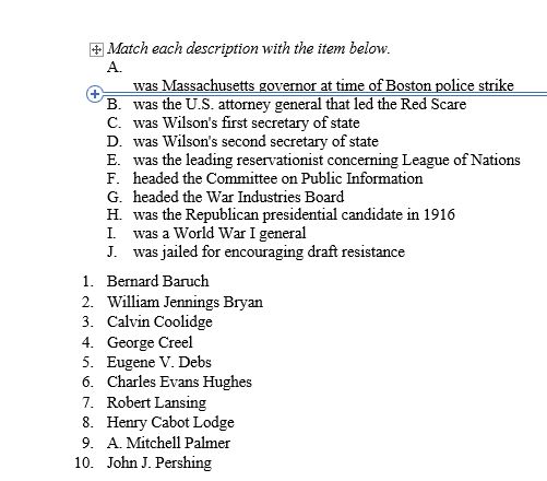 MATCHING Match each description with the item below.