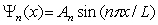 The solution for the time-independent Schrödinger equation with the following potential function and boundary conditions   is A)    ,where   and n = 1,2,3,.. B)    ,where   and n = 1,2,3,.. C)    ,where   and n = 1,2,3,.. D)    ,where   and n = 1,2,3,.. E) There is no solution for the given potential function and boundary conditions.