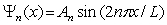 The solution for the time-independent Schrödinger equation with the following potential function and boundary conditions   is A)    ,where   and n = 1,2,3,.. B)    ,where   and n = 1,2,3,.. C)    ,where   and n = 1,2,3,.. D)    ,where   and n = 1,2,3,.. E) There is no solution for the given potential function and boundary conditions.