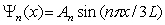 The solution for the time-independent Schrödinger equation with the following potential function and boundary conditions   is A)    ,where   and n = 1,2,3,.. B)    ,where   and n = 1,2,3,.. C)    ,where   and n = 1,2,3,.. D)    ,where   and n = 1,2,3,.. E) There is no solution for the given potential function and boundary conditions.