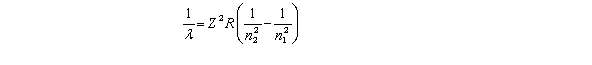  The equation derived by Bohr for the wavelengths of  \lambda  of the lines in hydrogen- like spectra is   The first member of the Balmer series of hydrogen has  \lambda  = 660 nm.Doubly ionized   is hydrogen-like.The wavelength of the first member of the Balmer series for doubly ionized   is A) 73 nm B) 5.9  \times  10<sup>3</sup> nm C) 150 nm D) 60 nm E) 1.8  \times  10<sup>-3</sup> nm 