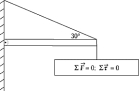 Use the following to answer question :   -The horizontal boom supporting the sign is of uniform construction and weighs 50 N. If the sign weighs 150 N, the force exerted by the hinge on the boom is A)  ~350 N B)  ~304 N C)  ~25 N D)  ~550 N E)  None of these is correct.
