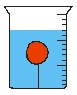  A beaker is filled with water. A ball of mass m and density  \rho  <  \rho <sub>water</sub> is tied to a string. The other end of the string is then tied to the bottom of the beaker so that the ball is completely submerged. What is the tension in the string?   A)    B)    C)  mg D)    E)    