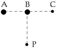 Use the following figure to answer the next four problems:   -ABC is a straight line with AB = BC = 0.60 nm. BP is perpendicular to ABC and BP = 0.80 nm. Charges of +3.2 × 10<sup>-</sup><sup>19</sup> C are placed at A and C, and a charge of -3.2 × 10<sup>-</sup><sup>19</sup> C is placed at B. The electric potential at P is A)  2.2 V B)  9.4 V C)  29 V D)  0.43 nV E)  0.16 kV