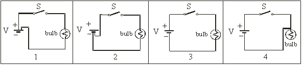   Which of the schematic below best represents the circuit above?   A)  1 B)  2 C)  3 D)  4 E)  none of them