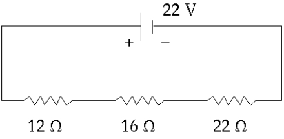   The current in the circuit shown is A)  1.0 A B)  0.65 A C)  0.44 A D)  0.22 A E)  None of these is correct.