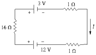    The power dissipated in the 16- \Omega  resistor in the figure is A)  8.0 W B)  0.25 W C)  0.50 W D)  4.0 W E)  3.2 W 
